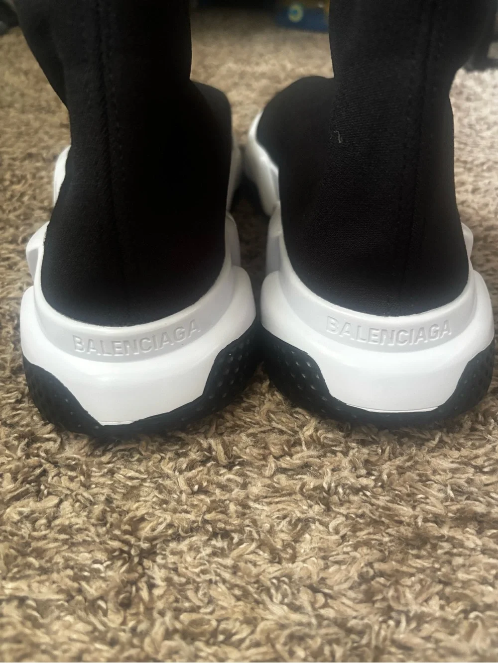 Balenciaga Black and White Sock-Style Trainer Sneakers